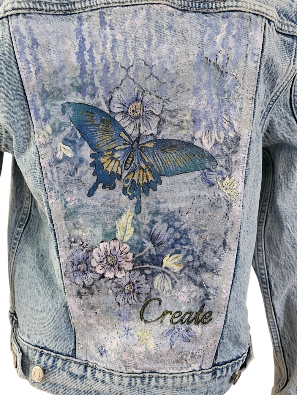 Unique Mixed Media Jean Jacket - Gap Brand - Picture 2 of 3